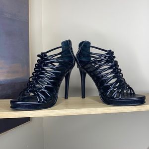 Black strappy Diane von Furstenberg heels